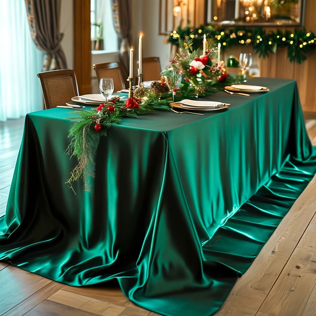 E-shop 1 elegante dunkelgrüne Tischdecke für Party-Deko, Hochzeitsdekoration, Sommerdekoration, Gartendeko für draußen, Außendeko, rechteckige