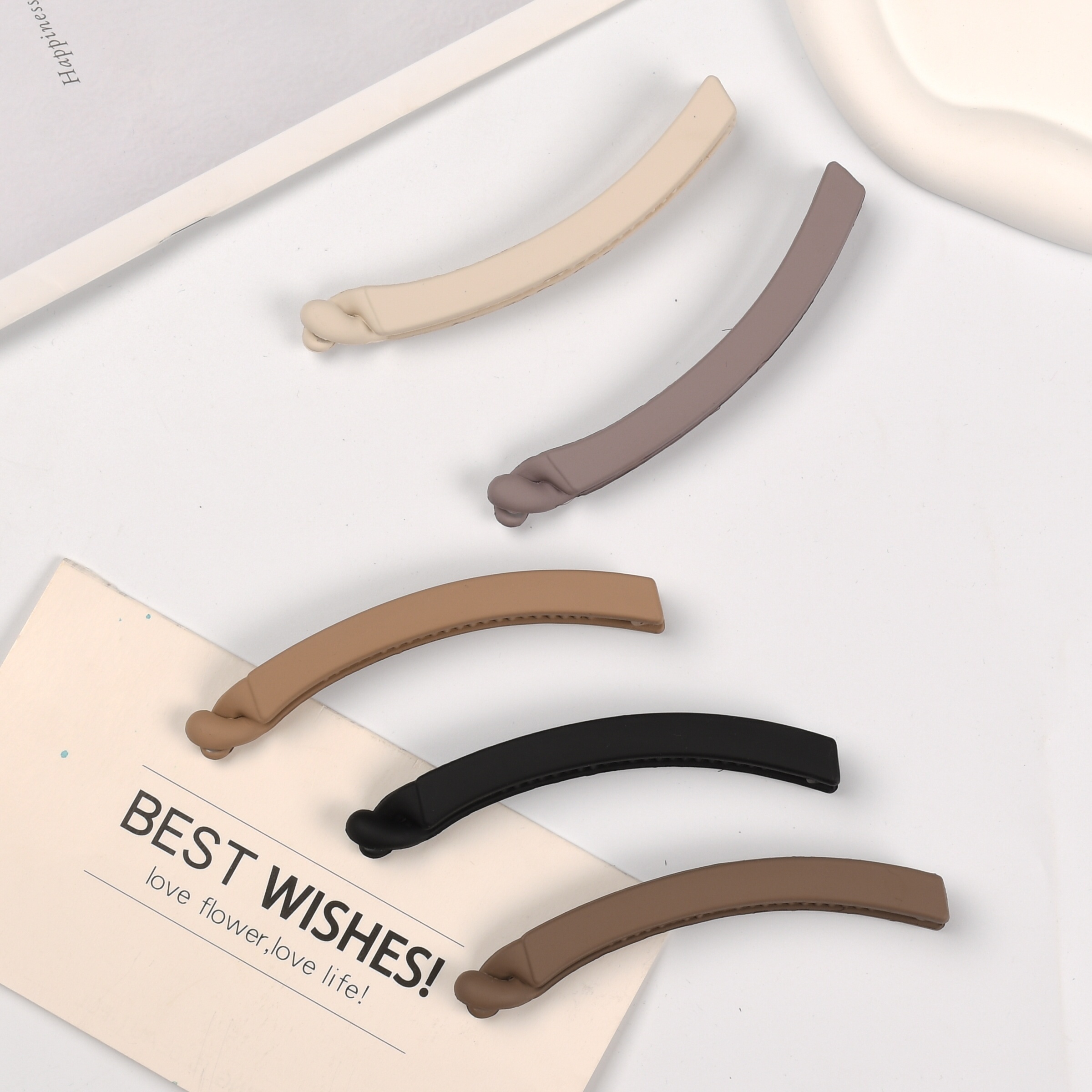 

5-pack Resin Hair Clips Set For Women And Girls, Minimalist Vintage Style, Matte , Non-slip, Perfect Gift For 14+, Birthday Idea