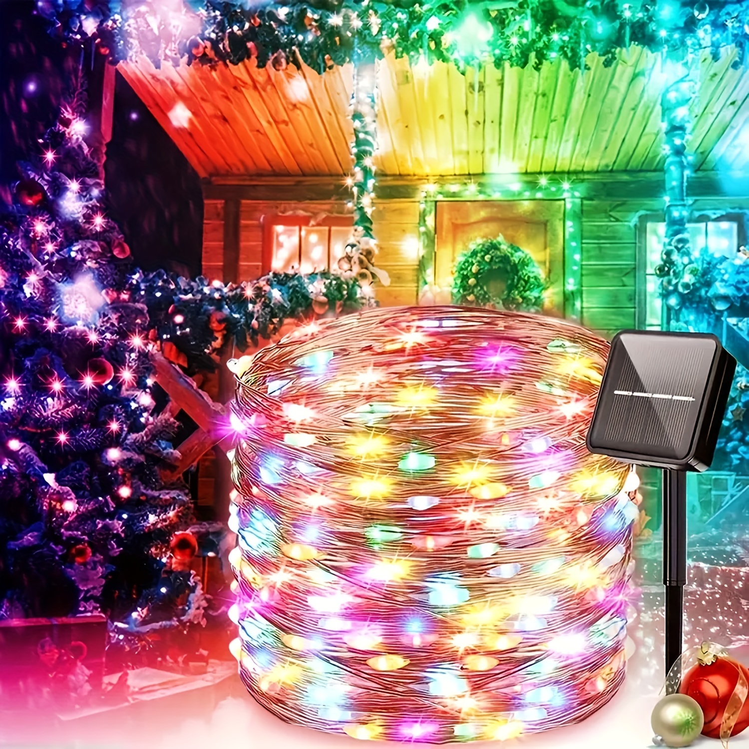 

6 Piece Solar String Lights Multicolors - Each 105ft 300led Solar Fairy Lights Ip65 Waterproof 8 Modes, Copper Wire Solar Twinkle Lights For Outdoor Tree Garden Christmas Gift, 72ft 200led/40ft 100led