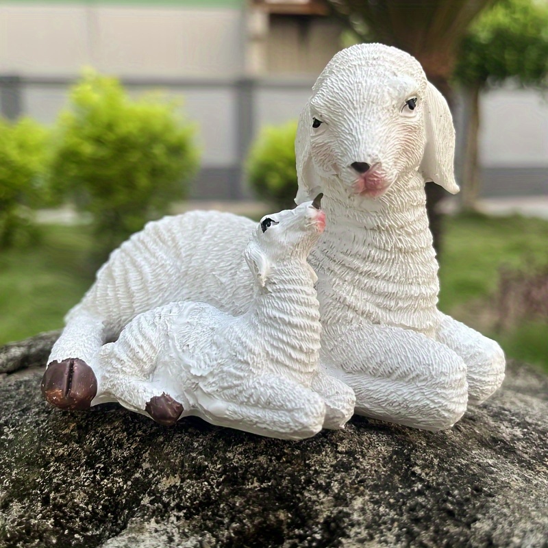 Resin Sheep Garden Statues Charming Mother Lamb Sculpture - Temu