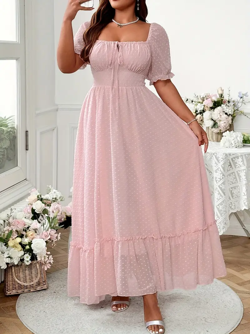 casual plus size pink dress Pinup Fashion Hot Pink Dress Plus Size Women Summer Casual Babydoll Shift V Neck Short Sleeve Tunic Beach Cute Swing Tiered Sundress at Amazon Women's Clothing store