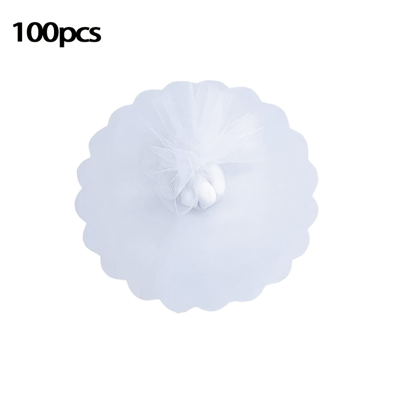 E-shop Geschenk für Sie/Ihn 100/200 Stück Weiße Organza Tüll Kreise mit Spitzenrand, 9,45 Zoll Runde Blumen Spitzen Organza Beutel, Schmuck