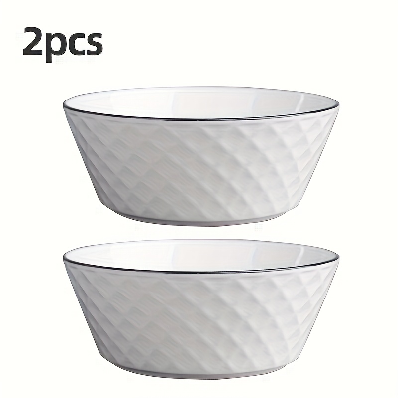 2pcs Ceramic Bowl, Large Capacity Ceramic Plate, Creative Soup Bowl, Rice Bowl, Noodle Bowl, For Home Kitchen Restaurant, Kitchen Supplies, Tableware Accessories