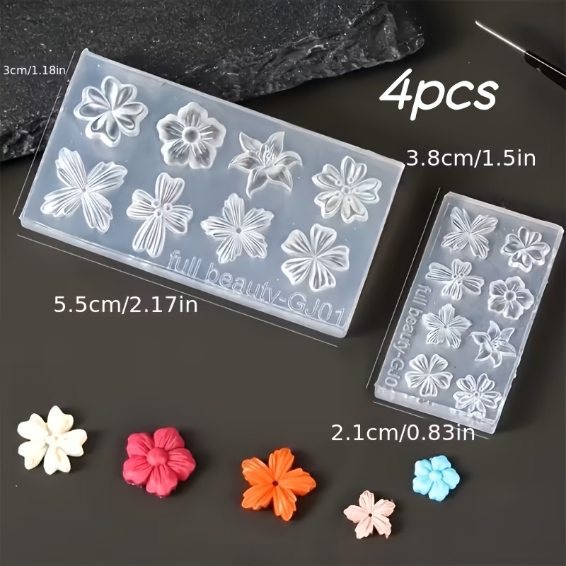 TEMU 4pcs Nail Silicone Molds - 3d Three-dimensional Carving - High Permeability Silicone Templates - Special Molds For Glue