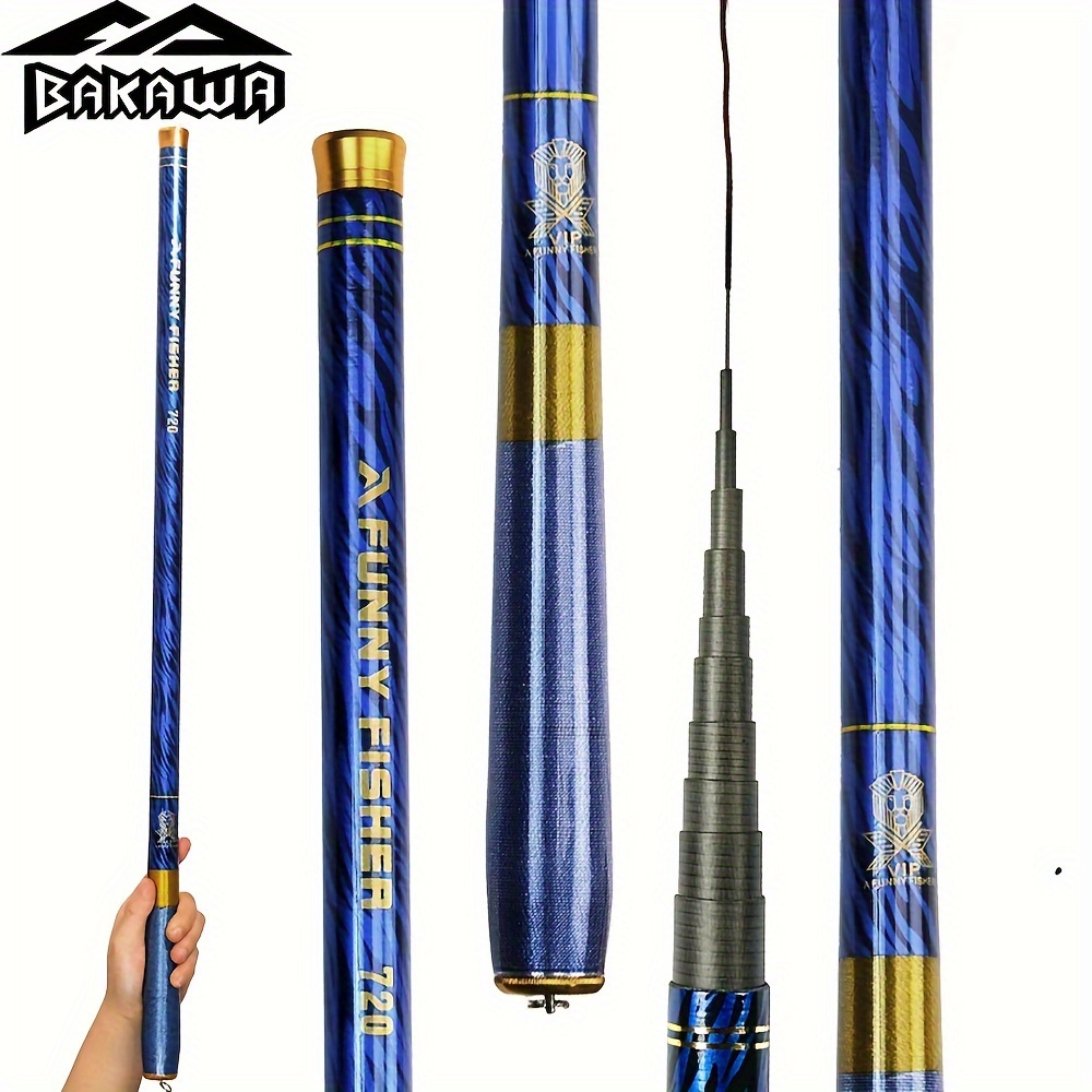 

Bakawa Carbon Fiber Telescopic Fishing Rod, Action, Medium Power, Adult Trolling Rod For Freshwater Carp Stream Fishing, Portable, Blue - Sizes 3.6m .2m