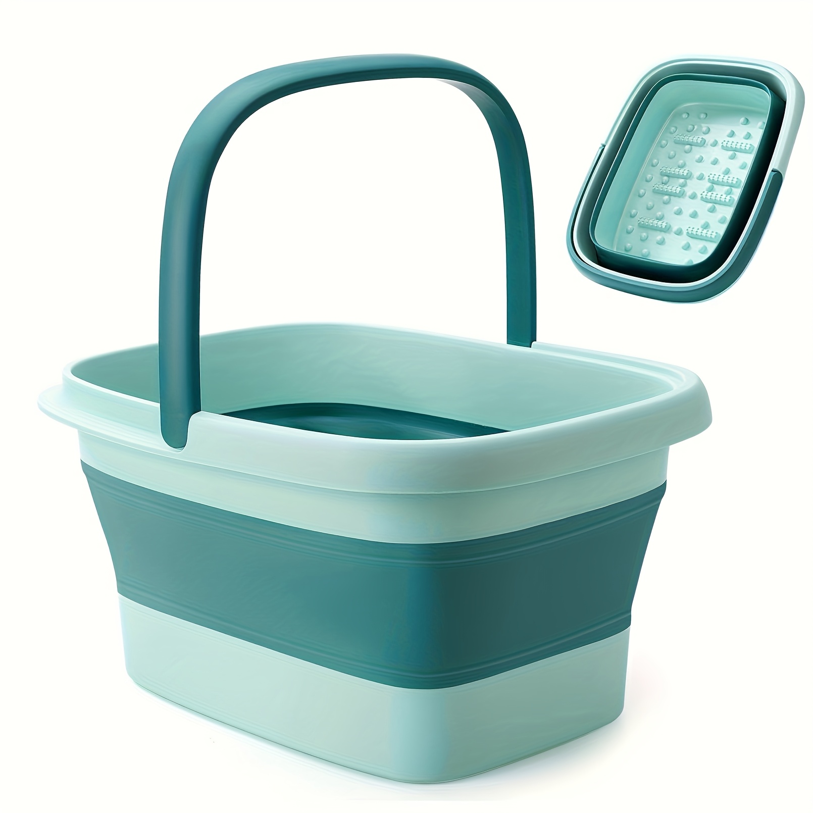 15l 4 gallons collapsible   bath basin   soak tub large   soaking tub with massage   for soaking feet pedicure bowl   spa multifunction plastic bucket with handle foldable laundry basket details 0