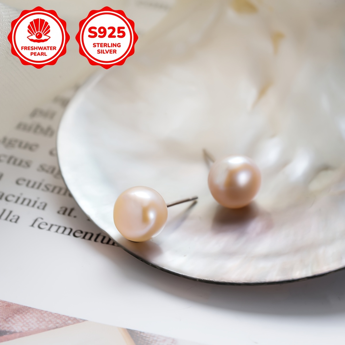 1 Pair Freshwater Pearl Earrings, Oval Shape Style