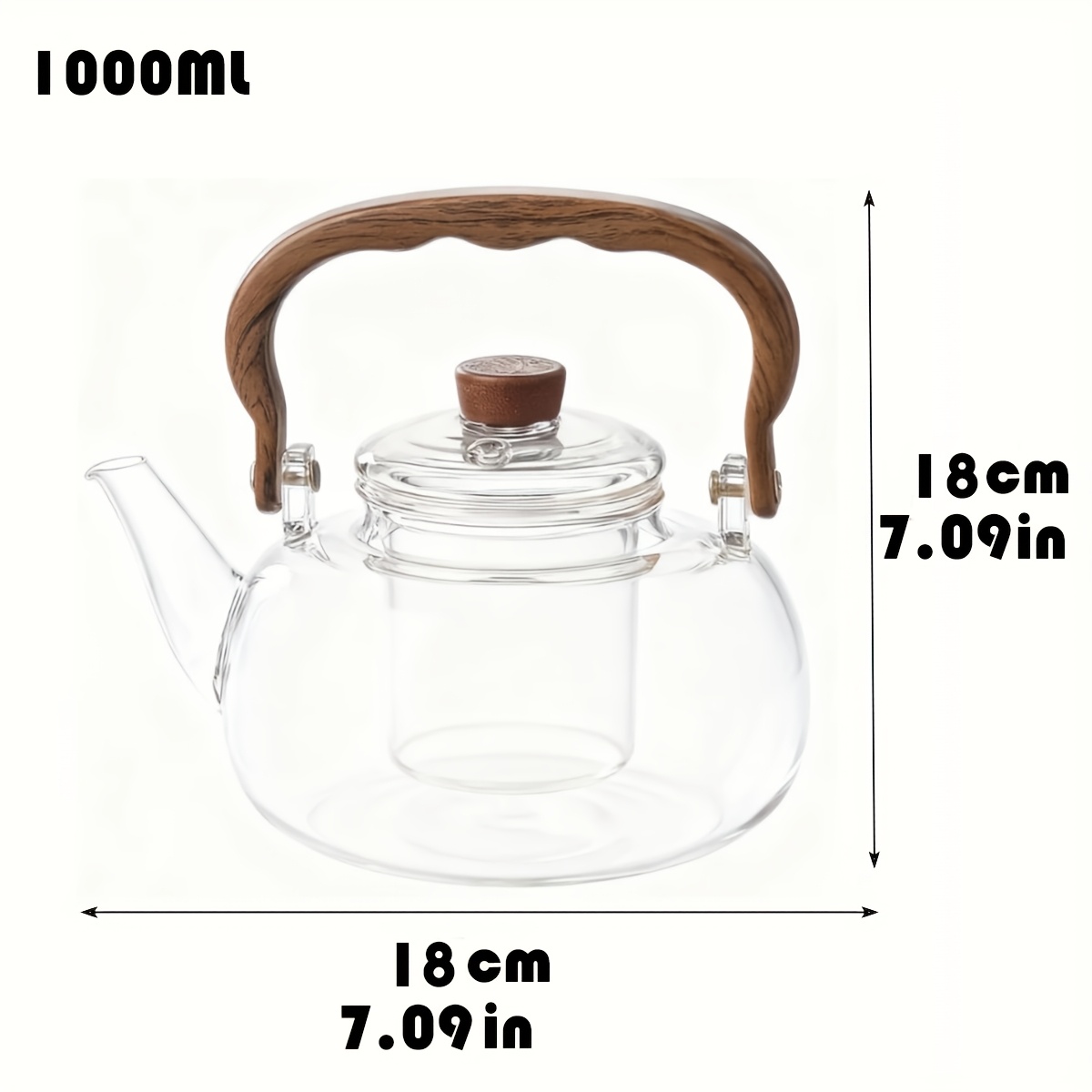 1pc 1000ml/34oz Heat Resistant Glass Teapot with Removable Infuser, Clear Tea Kettle for Loose Leaf, Fruit & Floral Tea, Summer Cold Brew Pitcher, Stovetop Safe, Aesthetic Glassware Gift for Home & Office, Durable Borosilicate Glass Teapot, Christmas