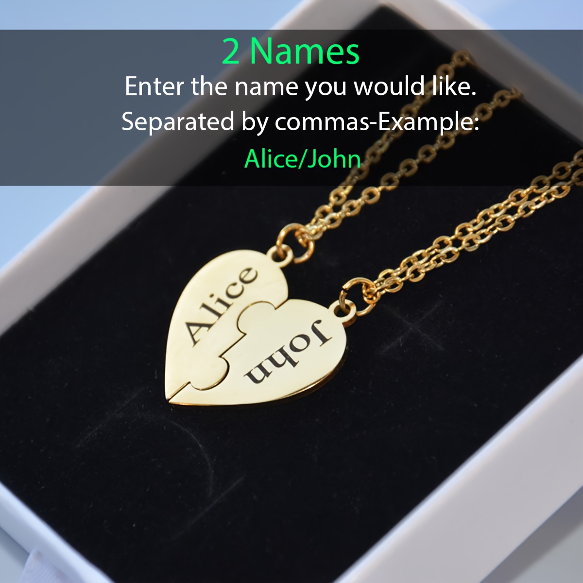 Custom Heart-Shaped Puzzle Necklace — Personalized Friendship Gift