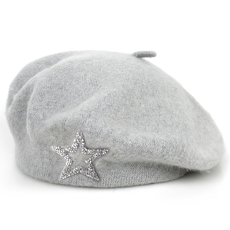 TEMU 1 pz Nuovo a Cuffia da Donna in Lana a con Stella a Punte per /Inverno, Disponibile in Pi羅 Colori