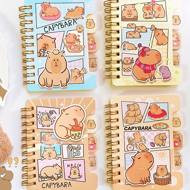 

Capybara Themed Mini Spiral Notebooks - Cute Animal Design, Assorted Colors, Portable Pocket Journal, 1pc