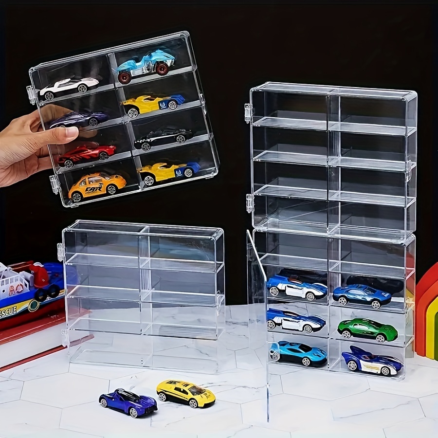 

1pc Clear Display Case :8 Diecast - Storage Box Compartments, For Decor