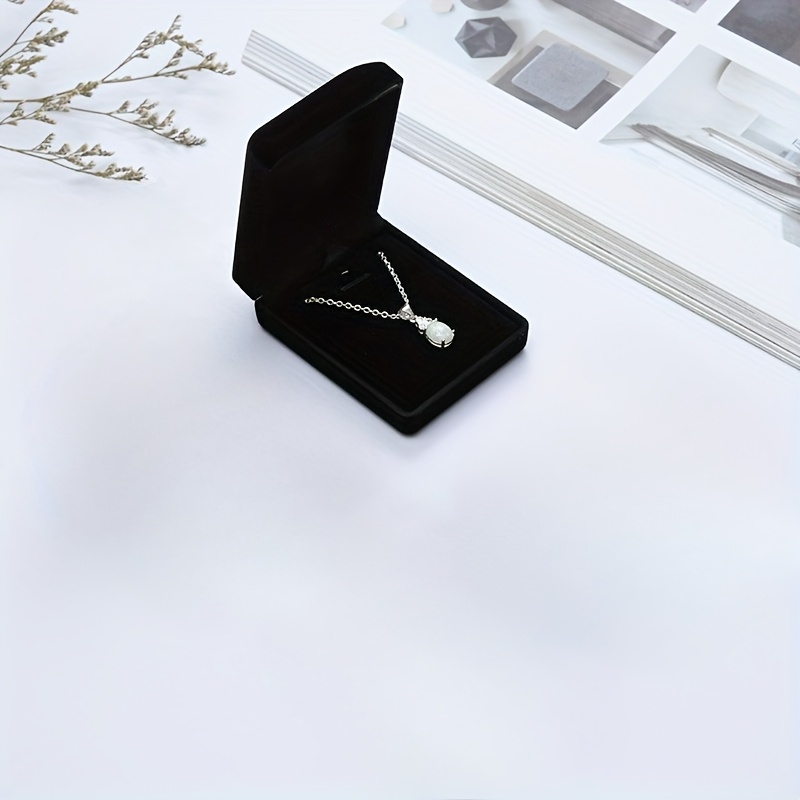 1pc Velvet Necklace Box 3*2.4*1.2in/7.8*6*3cm Pendant Box Jewelry Organizer Gift Packaging Box Jewelry Storage Container For Trinket Valentine's Day Gift Wrap Storage Box, Jewelry Boxes