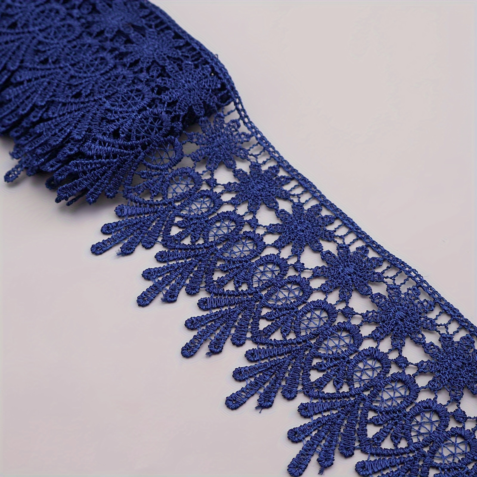 TEMU 5 Yards Of Wide Venice Floral Lace Trim For Sewing Crafts - In White, Red, Black, Beige, Maroon, Golden, Yellow, Gray, Navy Blue, Blue, Green,