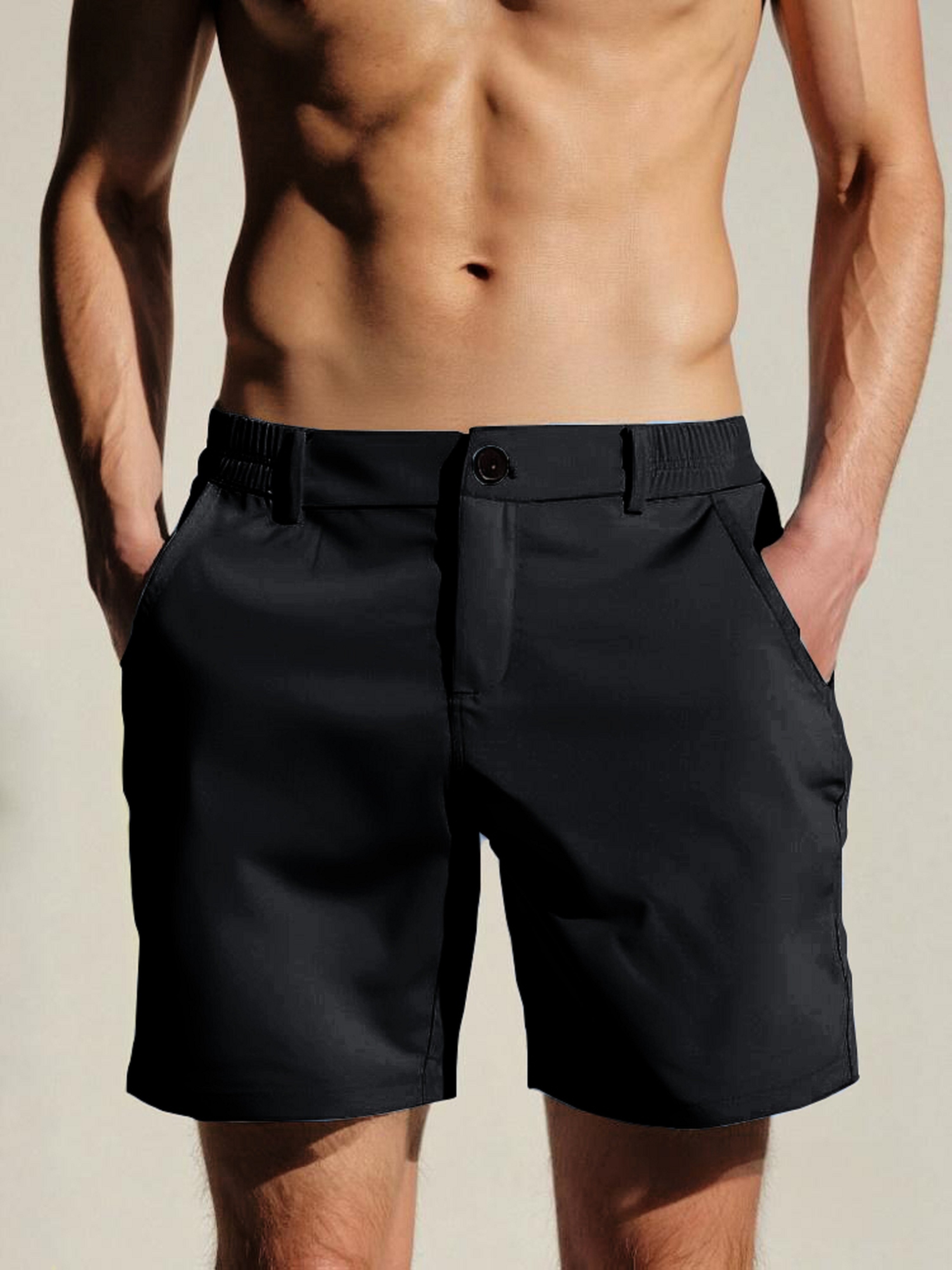 mens fashion casual solid color shorts with pockets suitable for summer outdoor wear personalized hawaiian shorts men mens pants