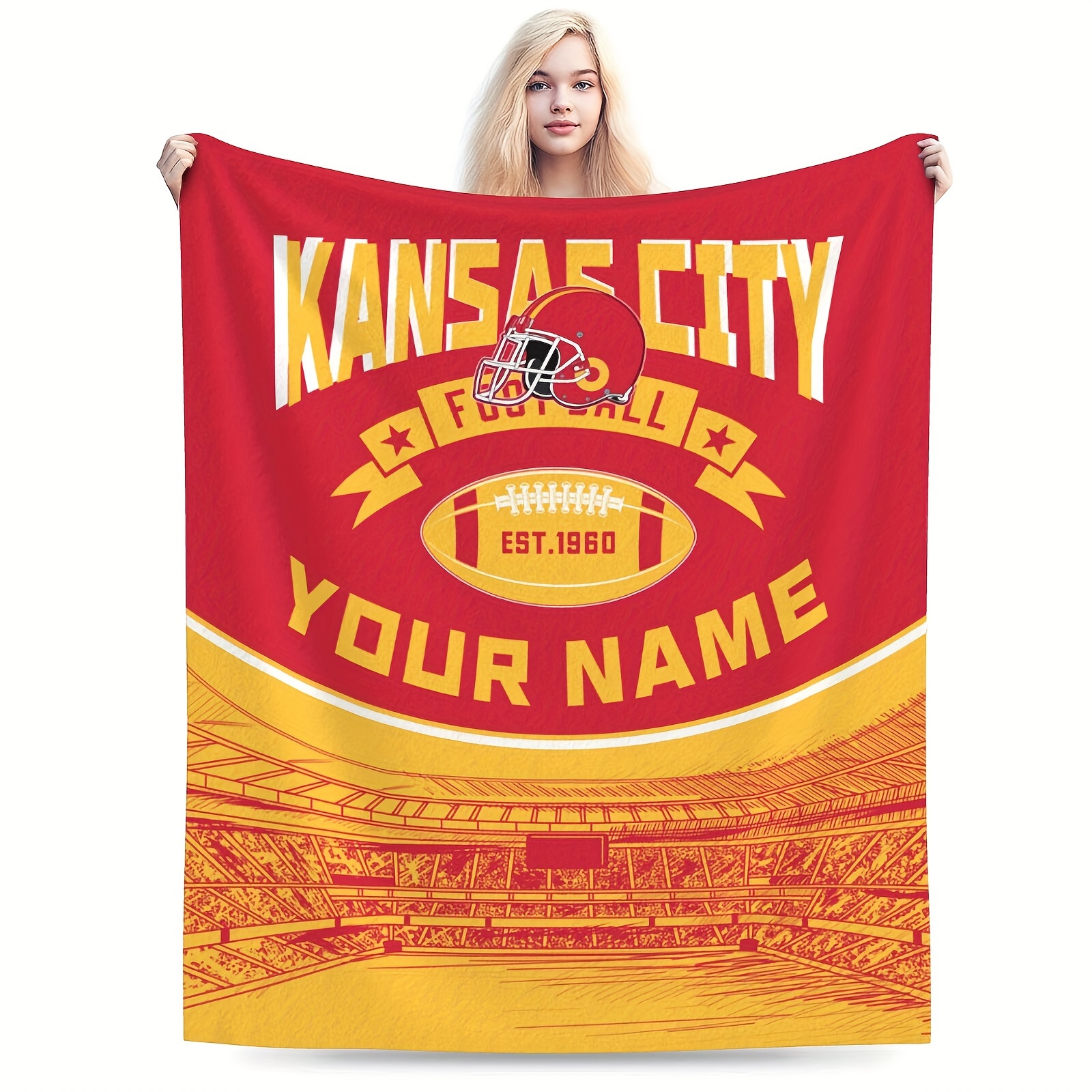 

City Fan Blanket - Personalized , Polyester, Rectangular, Knitted, In , For Sofa & Bed, For Men, Women, And