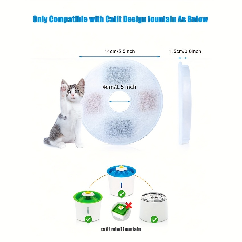 

8pcs Whiskerwonders Cat Water Fountain Filters, Compatible With Caiti Design, Plastic Material, No Battery Required, Fresh & Hygienic Drinking For Cats