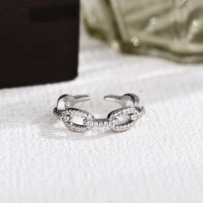 Women's Fashion Silvery Chain Zirconia Copper Alloy Ring