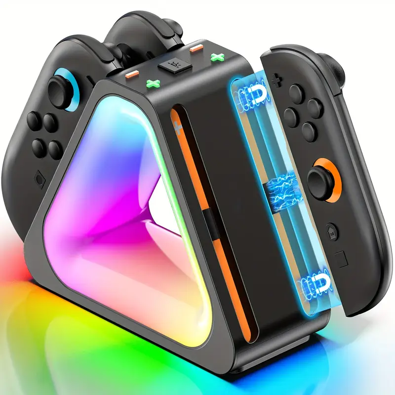 for game controller charger multi mode rgb light for ns controller jc charging base charging indicator light 4 controllers charged simultaneously with type c charging cable Product details 0