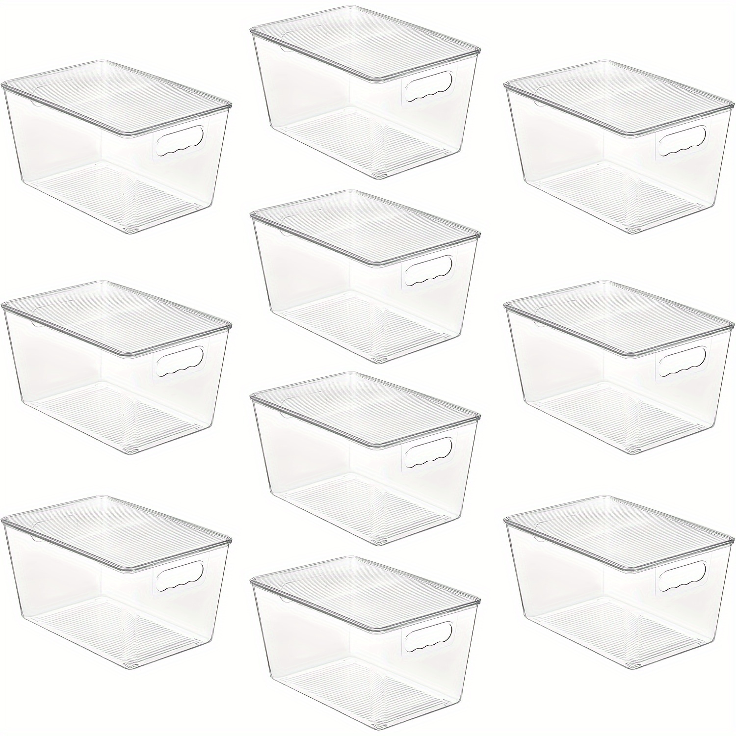 TEMU 10 Pack Clear Stackable Storage Bins With Lids, Large Plastic Containers With Handle For Pantry Organizer And Storage, Perfect For Kitchen, Fridge, Cabinet, Closet, Bathroom Organization
