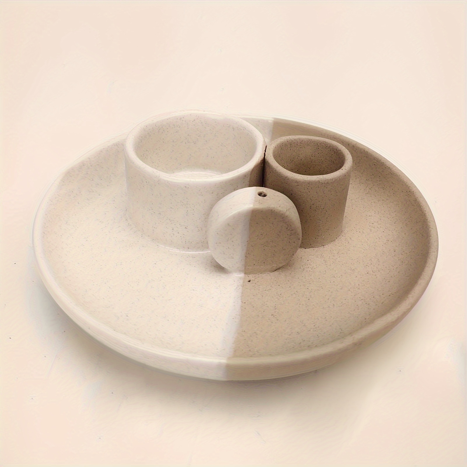 Image of 3in 1 Incense And Candle Holder For Burning Sage, Palo - 5.5" Ceramic Ash Tray For Meditation Room