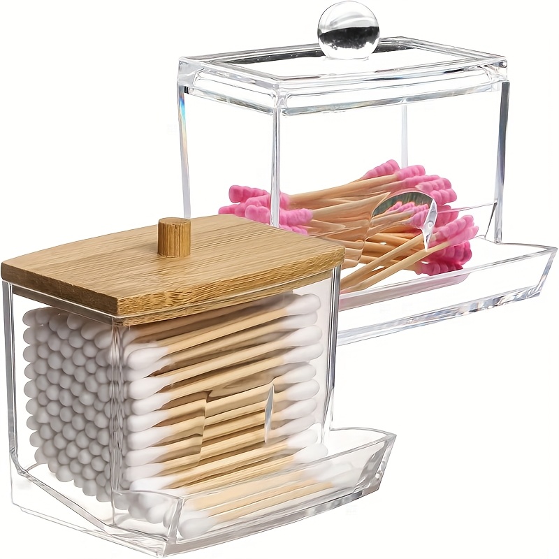 

1pc Transparent Swab Holder Dispenser - Sleek Bathroom Storage Container For Swabs And Pads, Organizer, Vanity Accessory|modern Bathroom Decor|, Bathroom Accessories