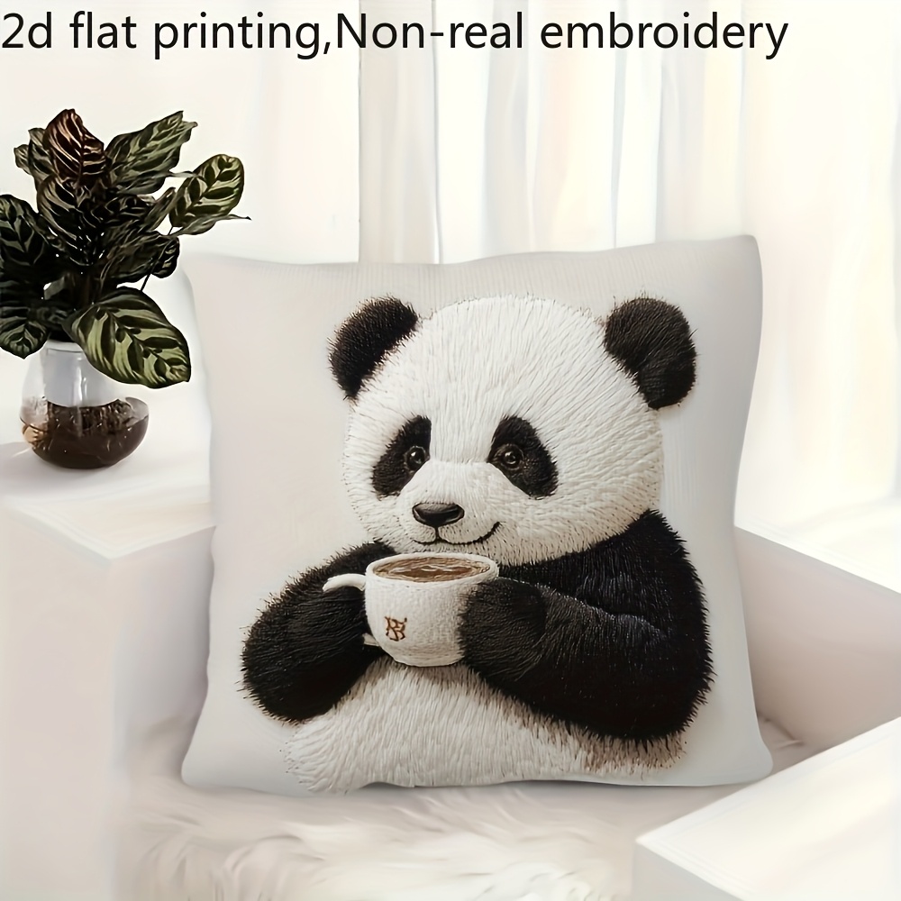 TEMU 2d Flat Printing, 1pc, Modern Short Plush Decorative Pillow, Non-real Embroidery, Single-sided Short Plush, Zipper Closure, Designed With An