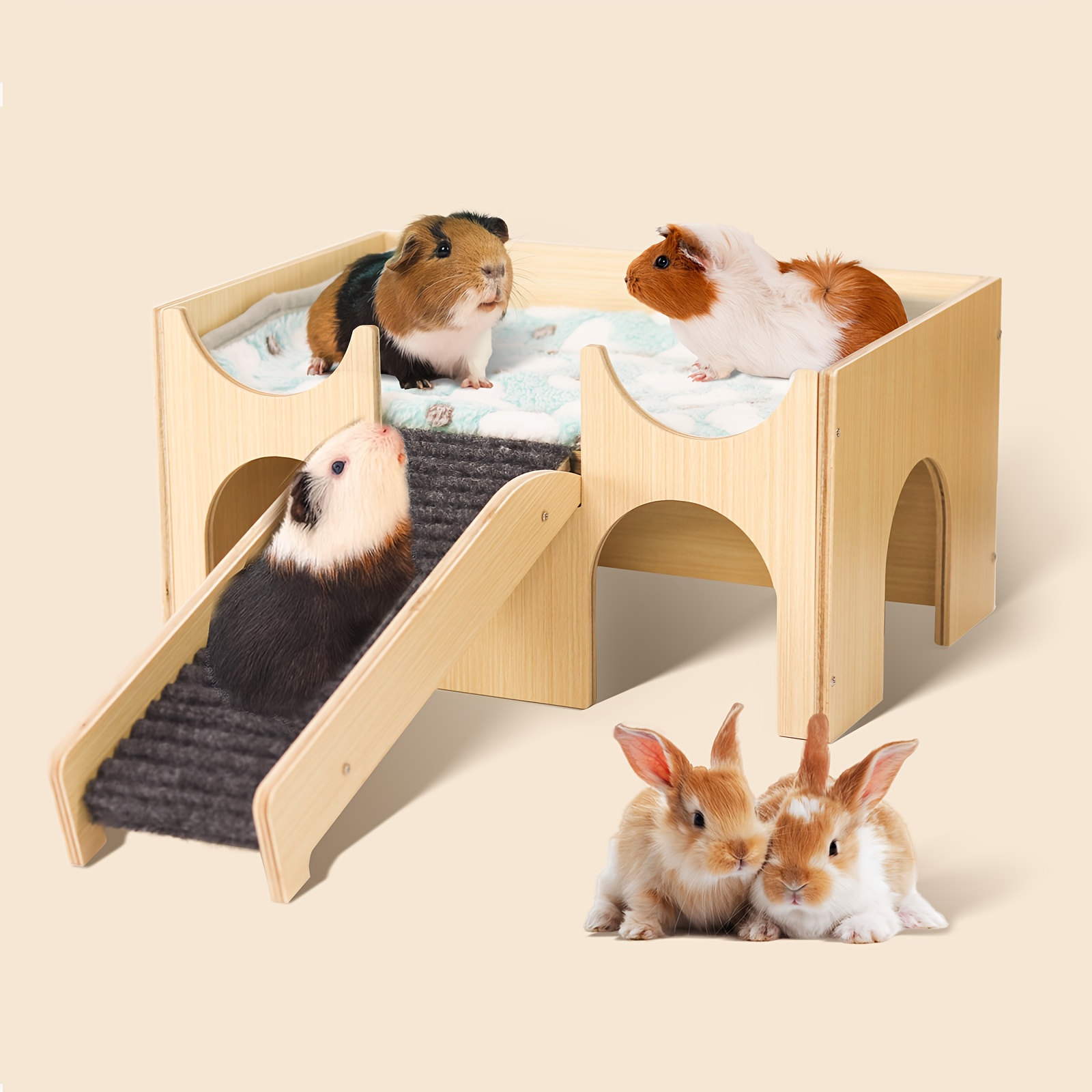 

Guinea Pig , Wooden Guinea Pig Castle With Stairs, Small Habitat For Guinea Pig Hamster Rabbit Chinchilla Hedgehog