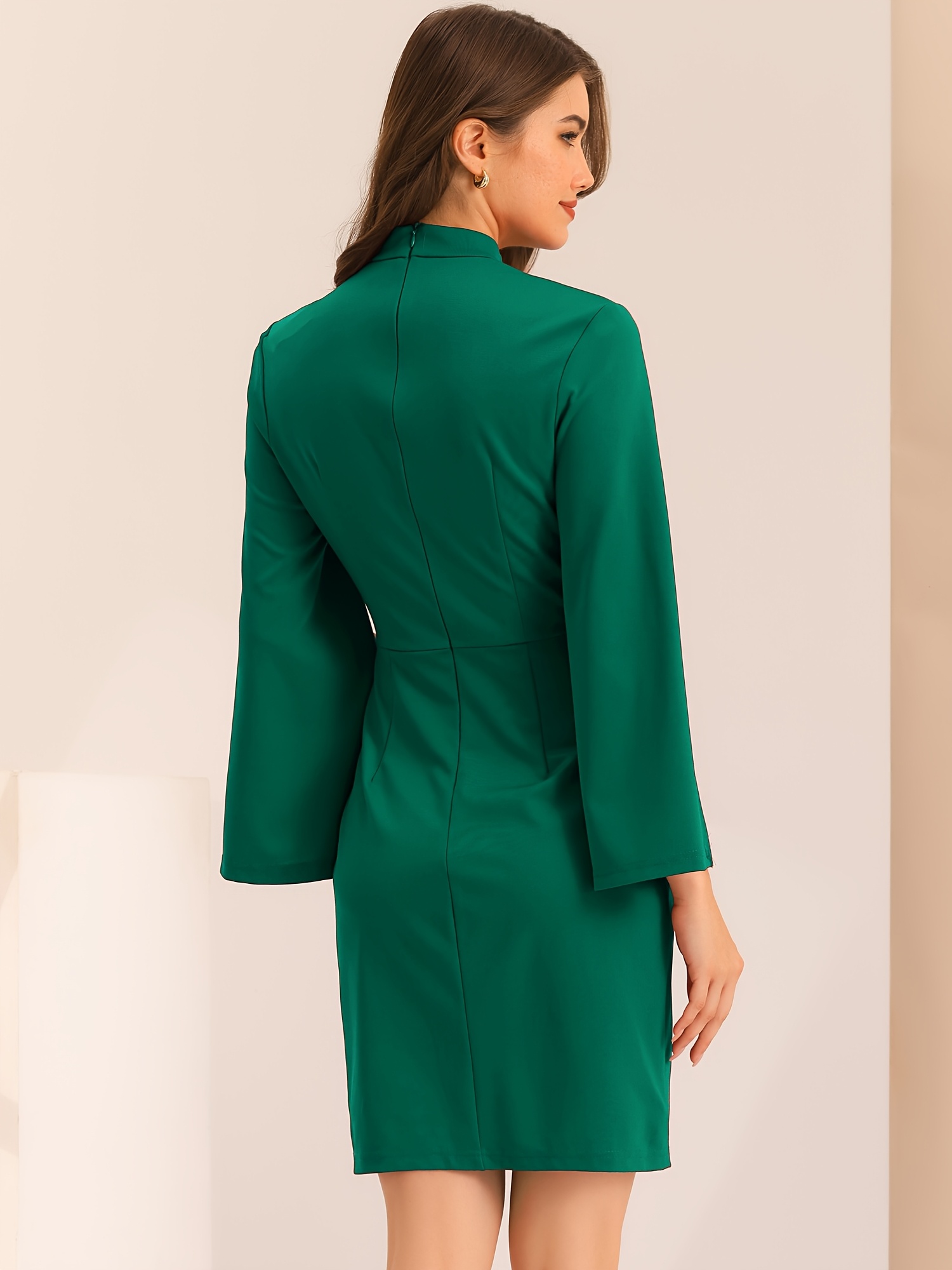 green emerald velvet dress Sage Silk Women's Work Pencil Dress Wedding Guest Office Dresses Cockt –  Chic Always Boutique,LLC main image 0