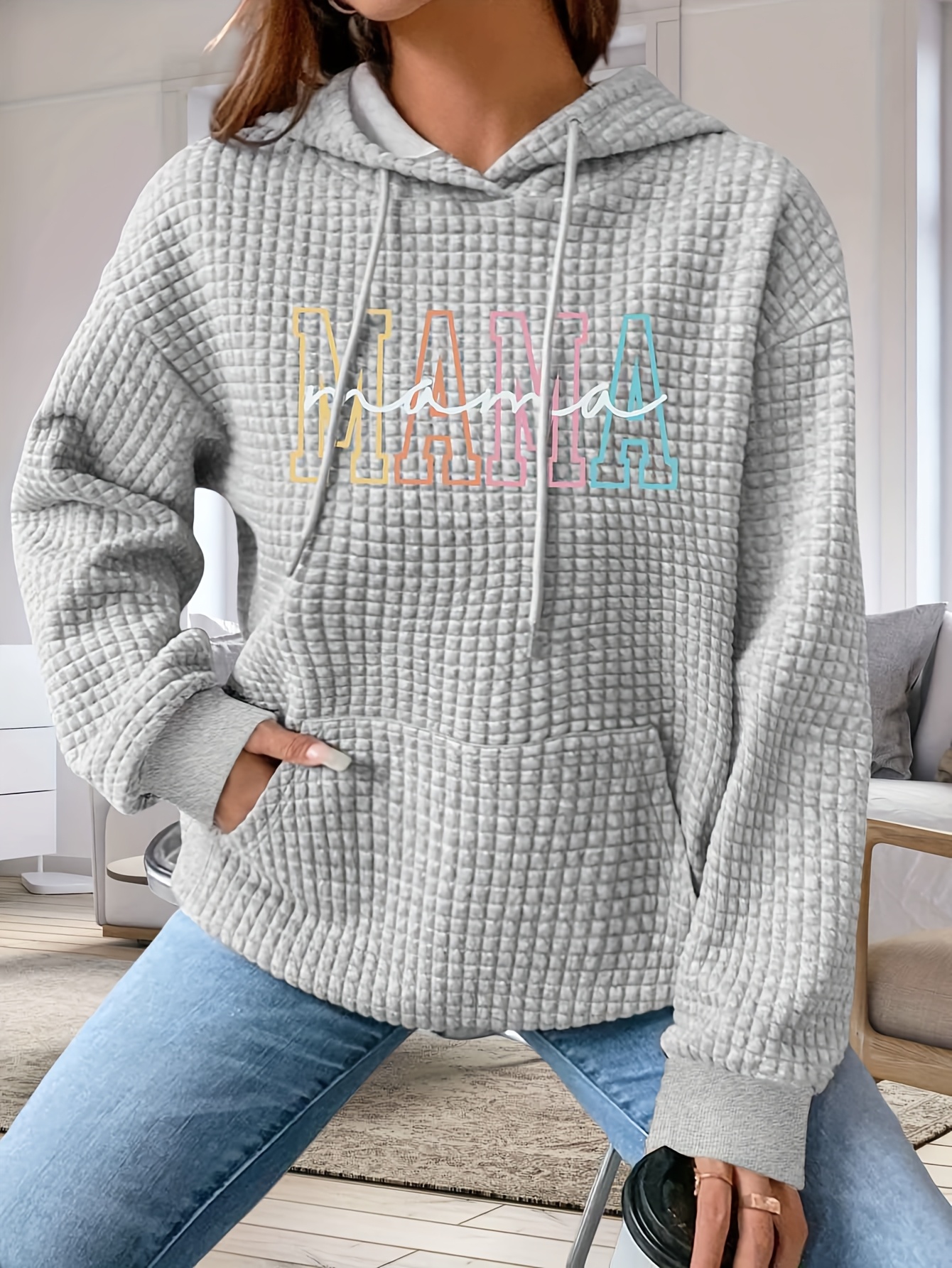 women's casual striped color block drawstring hoodie with