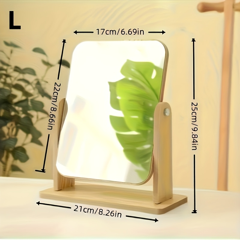 1 Wooden Vanity Mirror With Hd , 360° Rotating Tabletop Makeup Mirror, Adjustable Wooden Stand, Suitable For Bedroom Dressing Tables And Home Decor