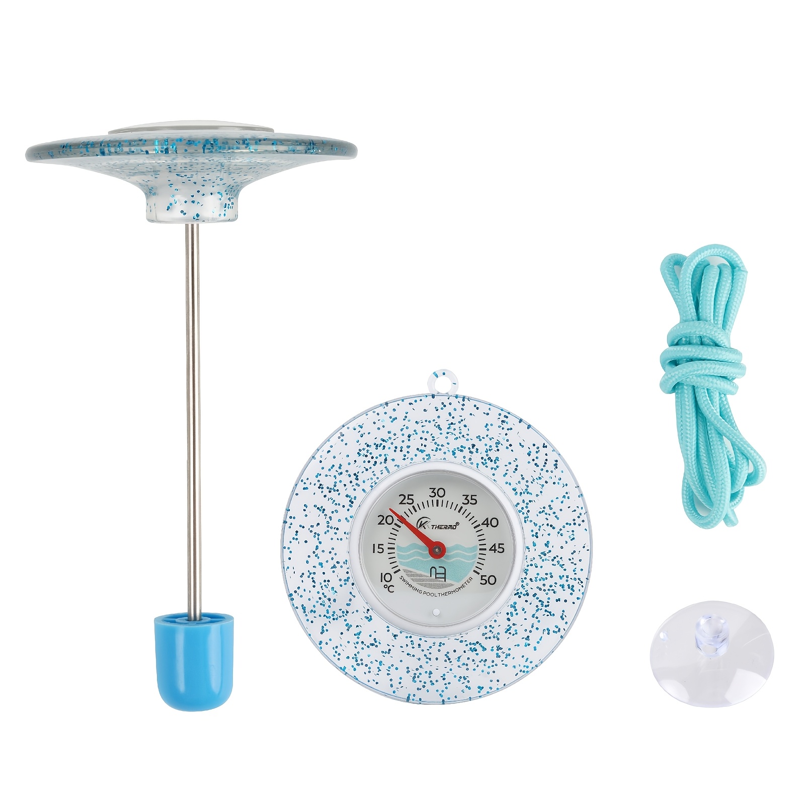 Floating Pool Thermometer 4.3 Inch - Large Dial, 304 Stainless Steel Probe, No Battery And Anti-lost Tether For Pool Spa Tub