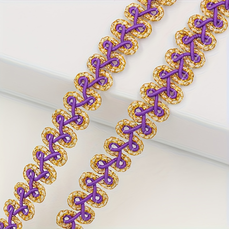 TEMU 5 Yards Of Small Fragrance Golden And Silvery Worm Lace Trim For Clothing Decoration, Herringbone Pattern, Curtain Accessories, Box