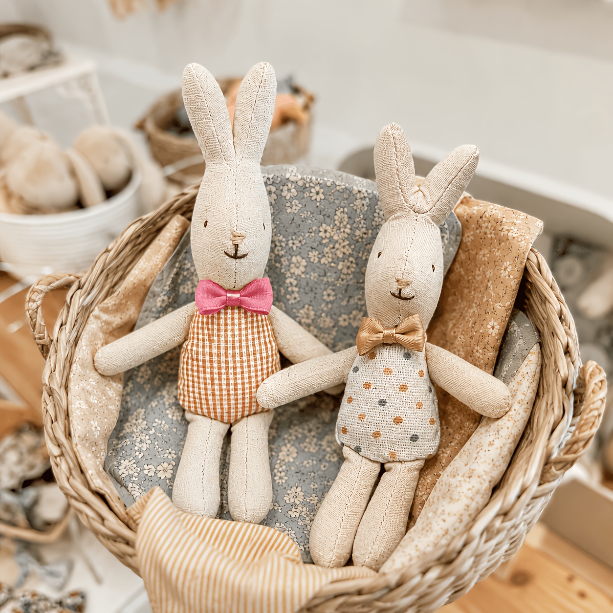Handmade Fabric Rabbit Doll, Cute Nordic Style Puppet