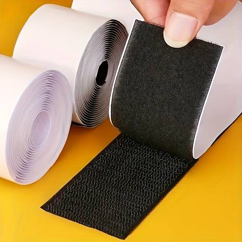 a set of 2 rolls heavy duty nylon hook and loop tape extra wide 1 97 inches strong backing non slip sofa cushion support carpet fabric fastening strips 2 sided black white compatible with each 39 37 length for on furniture wallpaper rugs long lasting hold easy to remove durable yet pliable no residue removal ideal for upholstery pads wall mounting tape furniture fasteners reusable fasteners residuefree removal removable