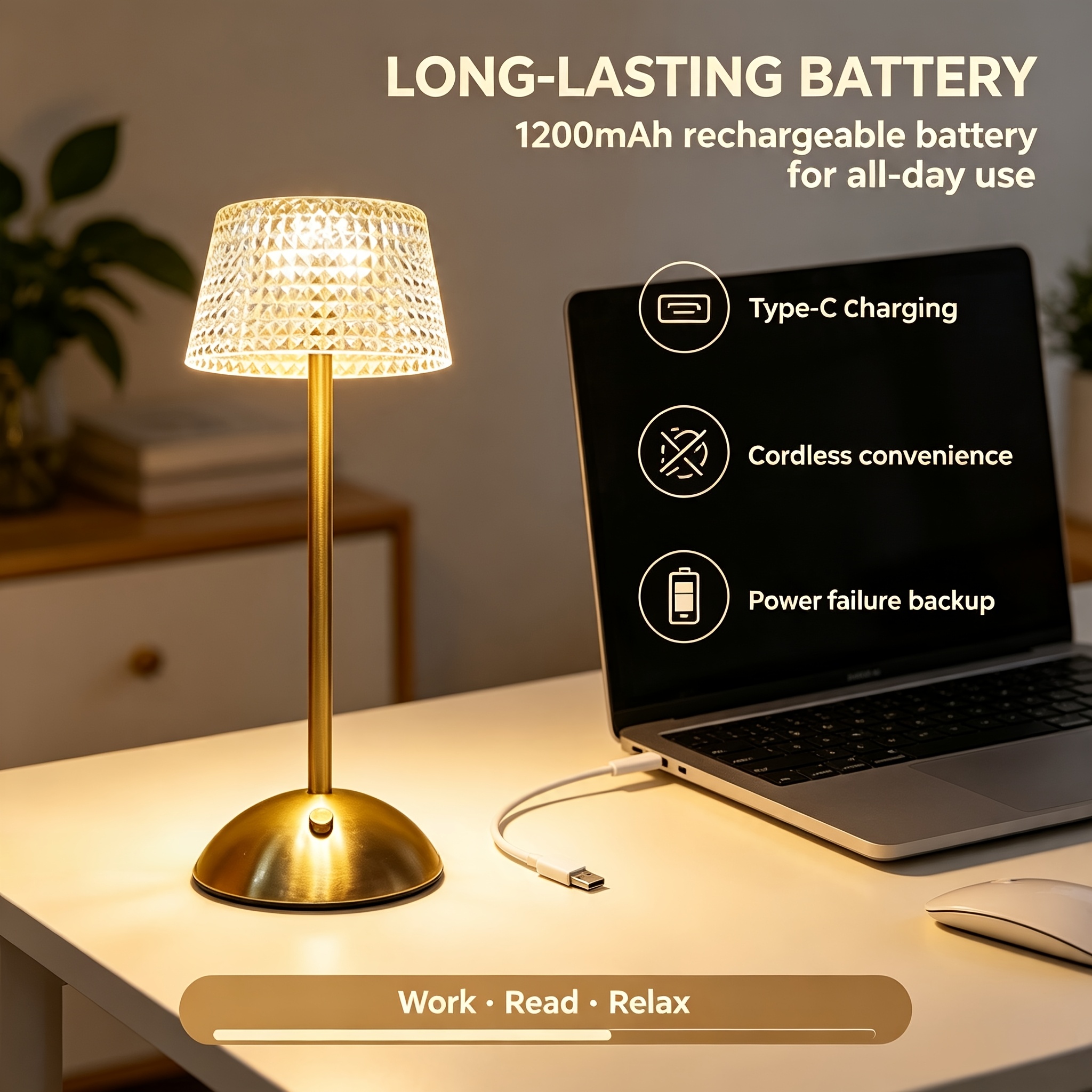 LED Touch-Control Desk Lamp with 3 Color Temperatures