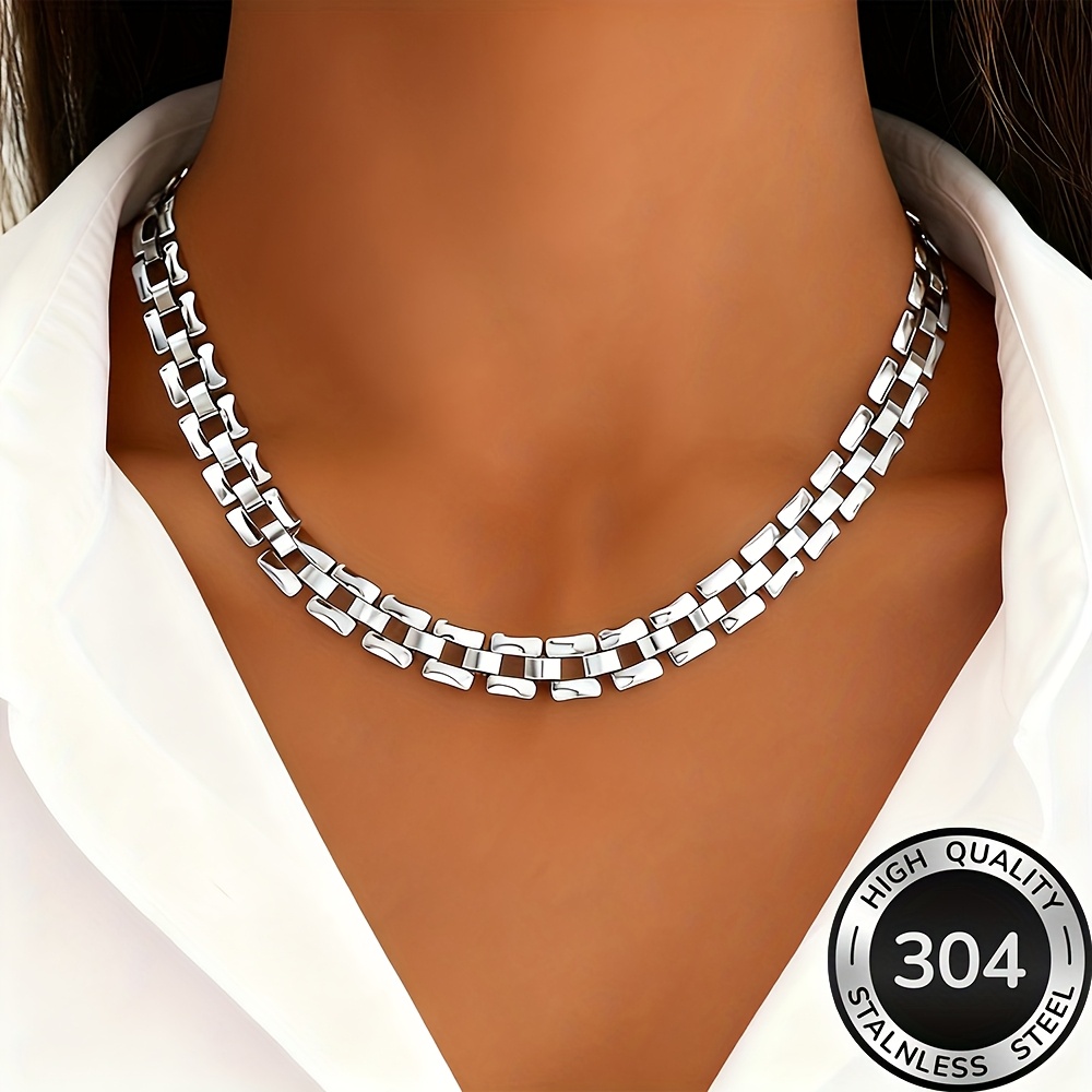 E-shop Hochwertige Edelstahl Goldene Halskette, Verblassungsresistent, Einfach Elegant, Modische Damenhalskette für oder Partys, Damenmodeschmuck,