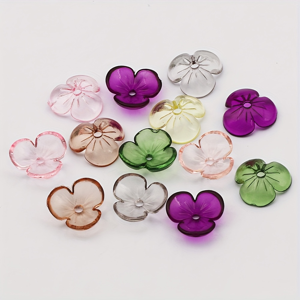 Image of 200 Multicolor 10mm Random Color Transparent Acrylic Petal Beads For Jewelry Making, Necklaces, Bracelets, Earrings, Keychains, Diy Material Accessories
