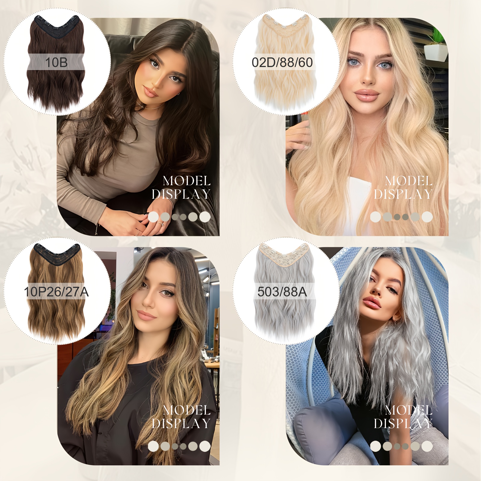clip in hair extensions long wavy 18in v shaped hair extension   brown blonde highlight hair extensions with 5 clips for women daily use details 4