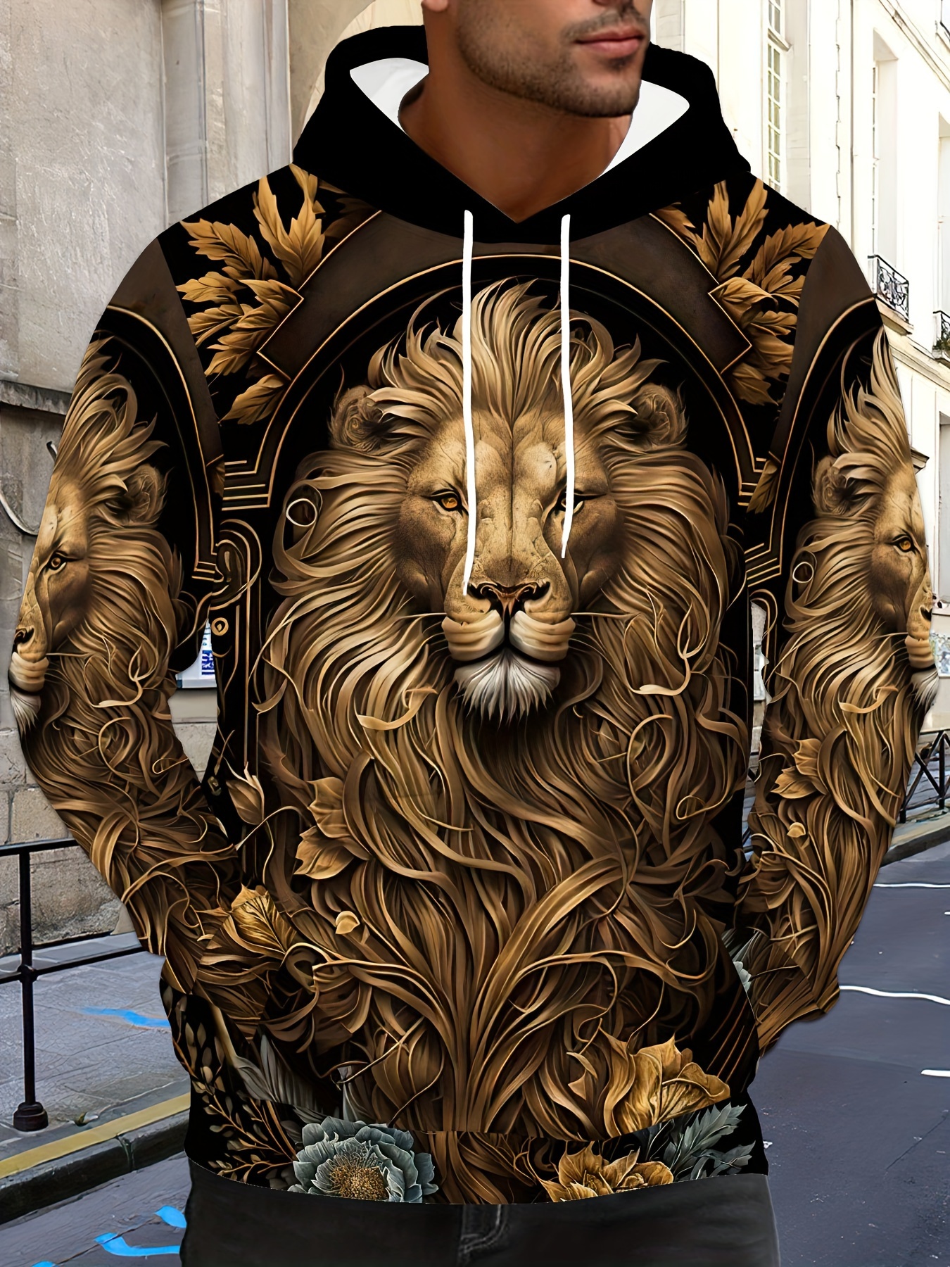 Lion print hoodie sale