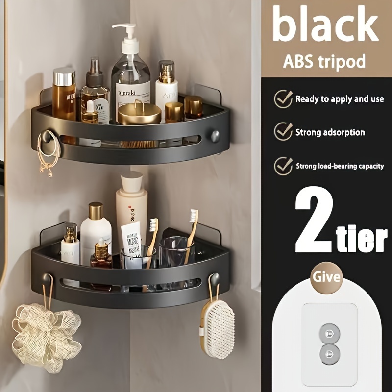 TEMU Thickened Two-piece Triangle Storage Hanging Rack For Bathroom And Kitchen Without Drilling Holes, Shelves