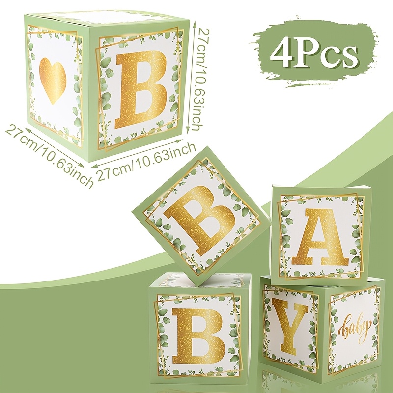 TEMU Gift For Her/him Set Of 4, Jungle-themed Gift Boxes Featuring Leaf Design, Perfect For Birthday Celebrations, Baby Showers, And Party