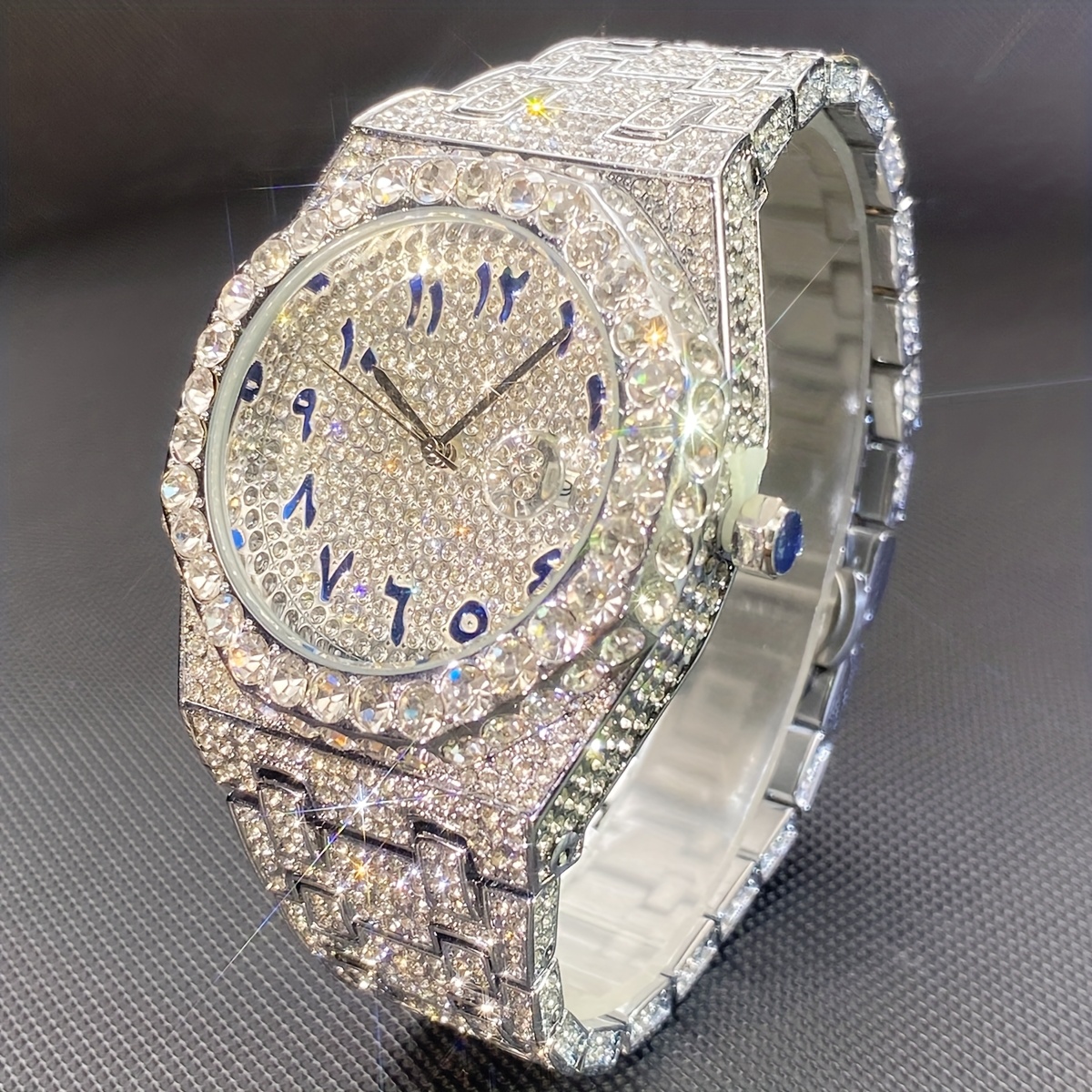 Image of Men's Hip-hop Party Watch Brand Missfox Ice Rhinestone Quartz Watch Women's Gift For Men