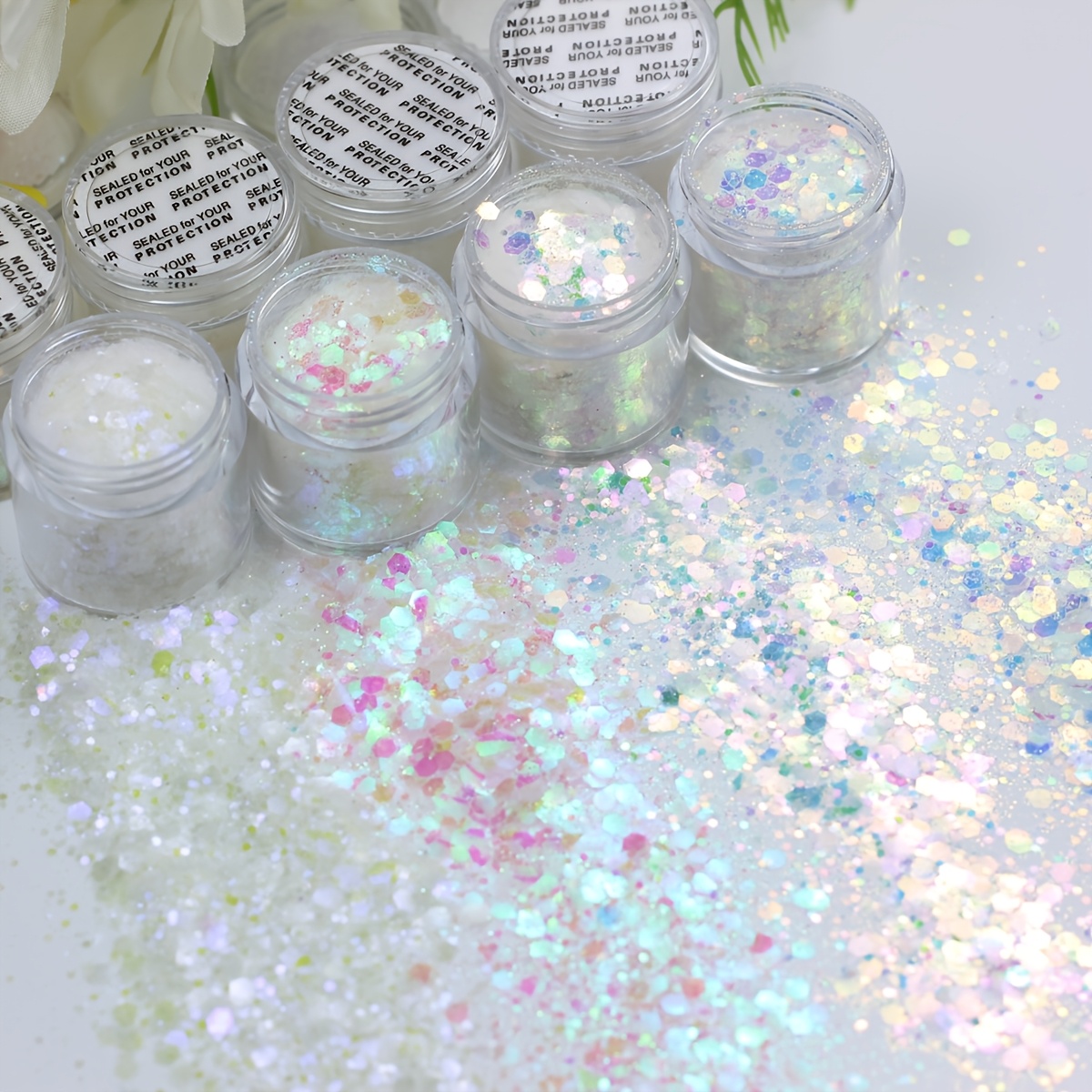 

4pcs Hexagon Chameleon Glitter - Iridescent Mermaid Sequins For Diy Resin Art & Crafts, No Power Needed, Decoration, Epoxy Resin Filler