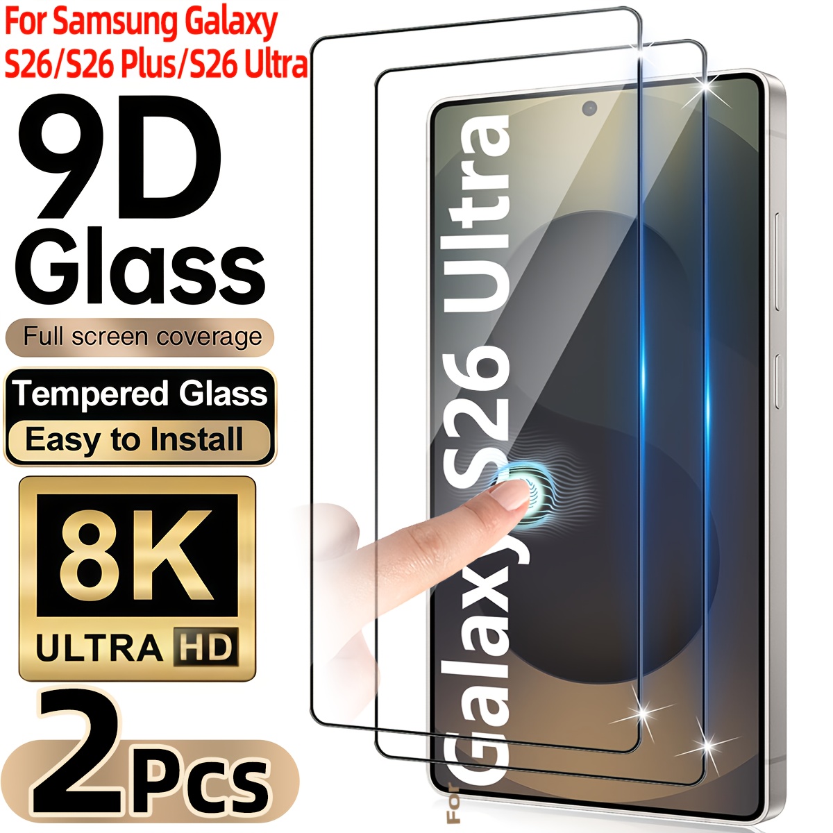 E-shop 2 Stk. ultraklarer 9H+ Panzerglas-Displayschutz für for Samsung for Galaxy S26/S26+/S26 Ultra/S25 Ultra/S25/S25+/S24/S23/S22/S21 [6,9 Zoll]/[6,1