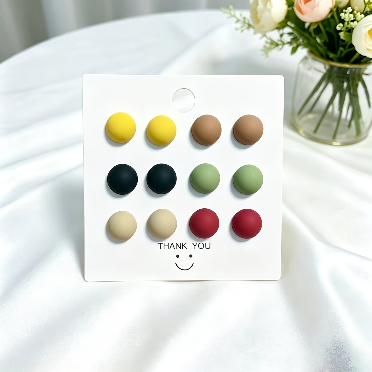 TEMU 6 Pairs Of Temperament Frosted Resin Earrings, Plastic Ear Pins, Comfortable For To Wear To Work Without Piercing Ears, Without Battery