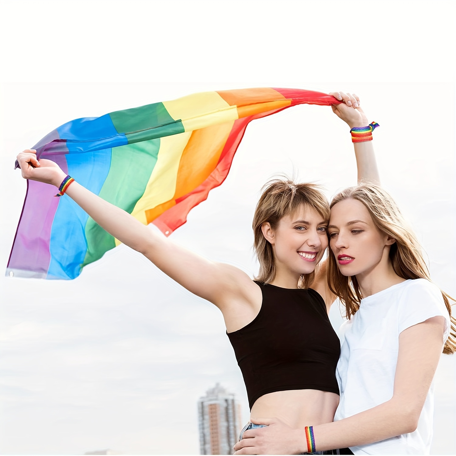 2pcs Rainbow Pride Bracelet Hair Tie & Headband Set