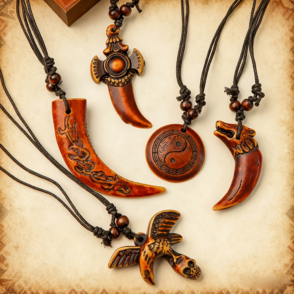 8pcs Retro Punk Gothic Necklace Set, Adjustable Rope