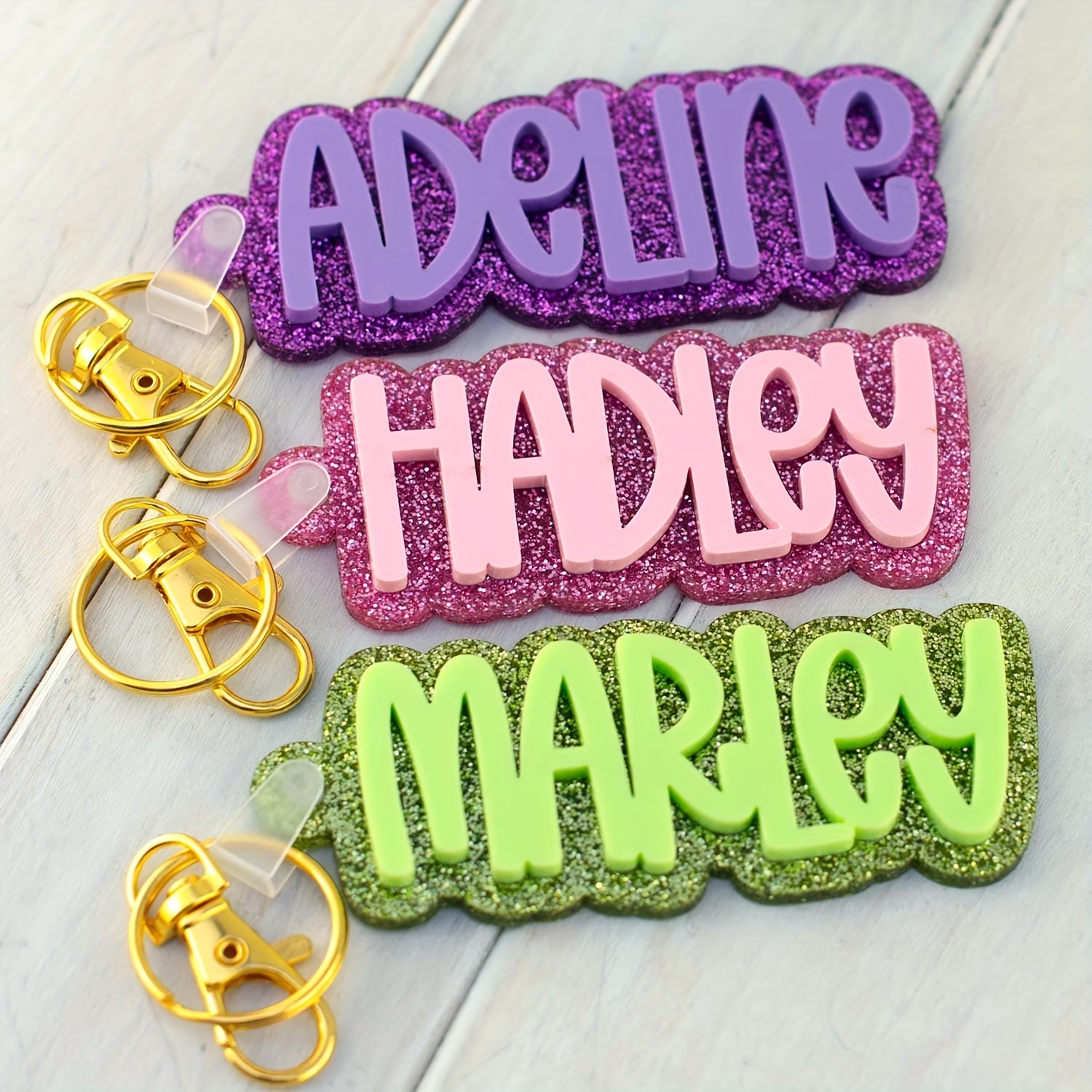 

Personalized Acrylic Keychain With Name Tag, Custom Alphabet-themed Oblong Key Ring, Decorative Keychain For Water Bottles, Luggage, And Lunch Bags, Includes Ring , Ideal Christmas Gift - Single Piece