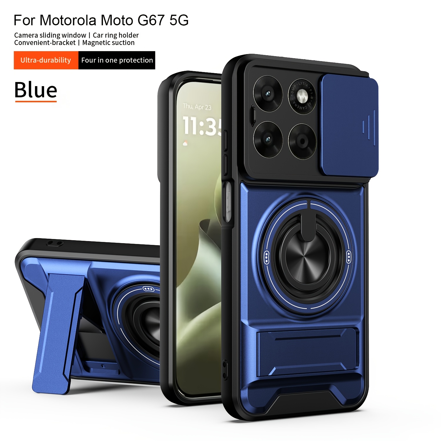 TEMU Phone Case: New Multi-functional Shockproof Magnetic Phone Case, Suitable For Moto G67 And G77 Phone Models. Features A Dual With -degree